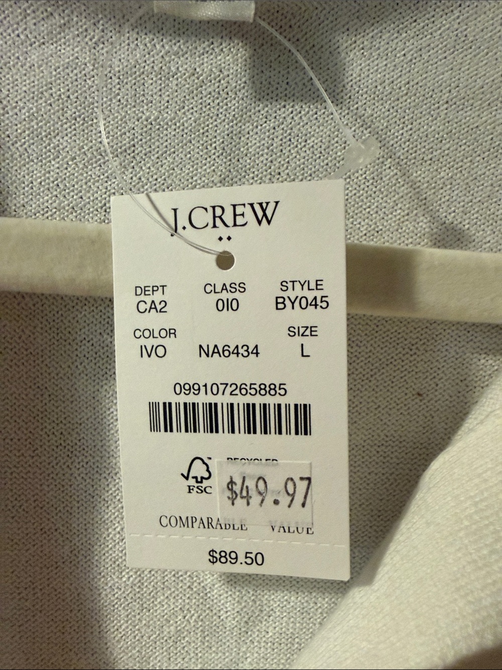 J. Crew Women's White Collared Pullover Sweater - Picture 3 of 3
